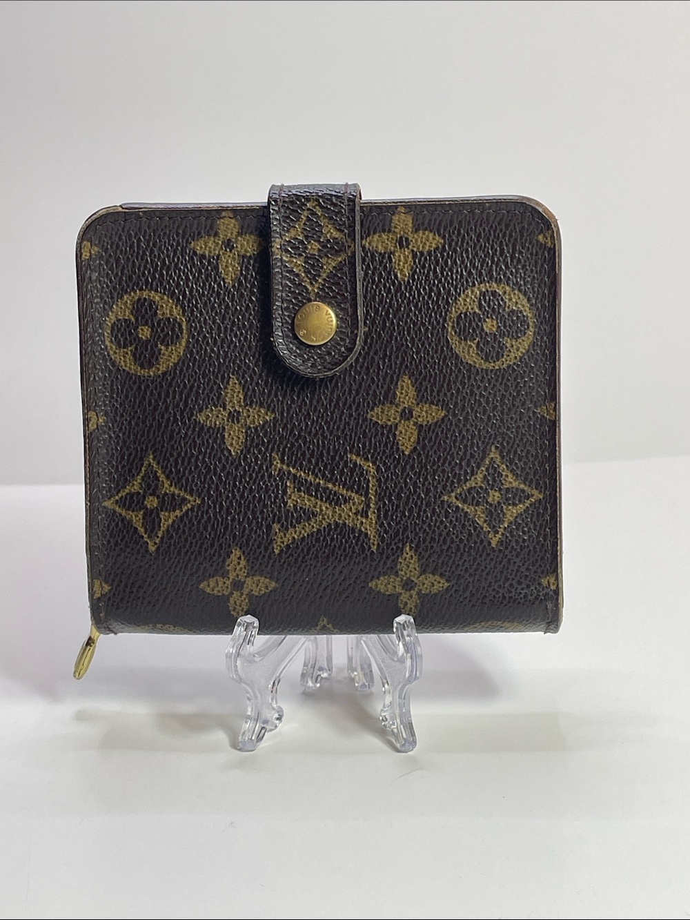 Louis Vuitton Authentic Monogram Compact Wallet -Gold Hardware